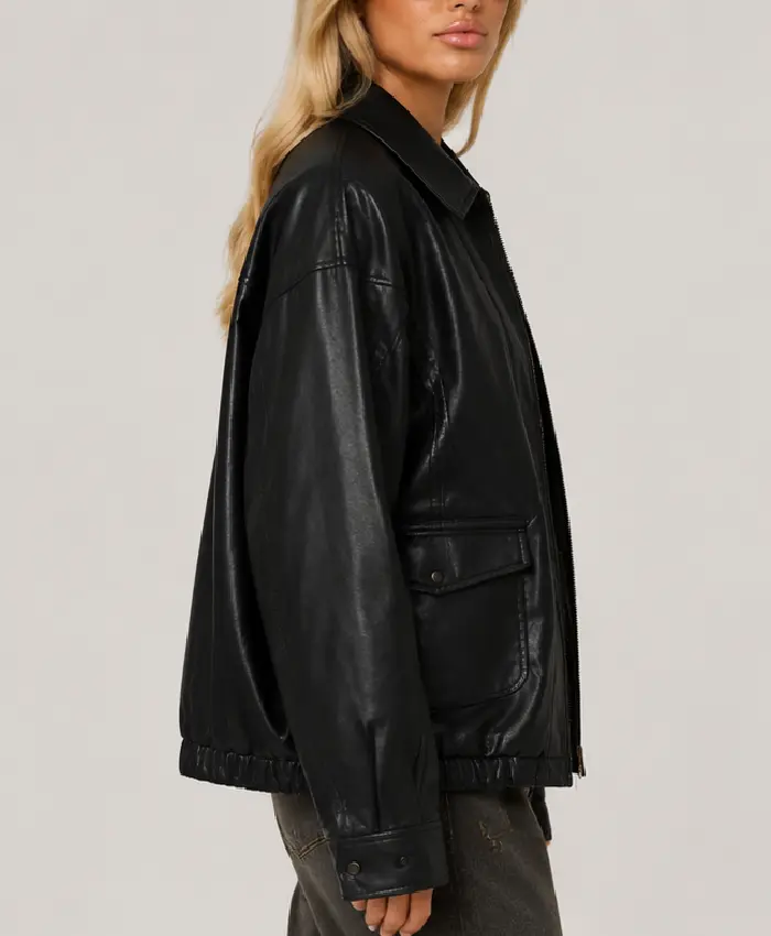 Oversized Womens Leather Black Jacket