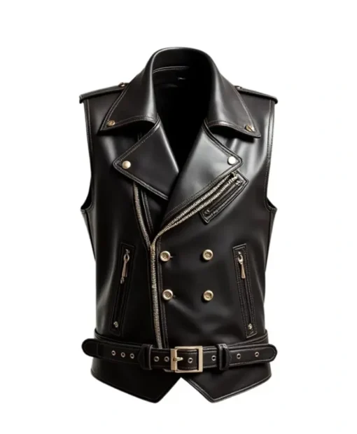 Premium Black Leather Vest