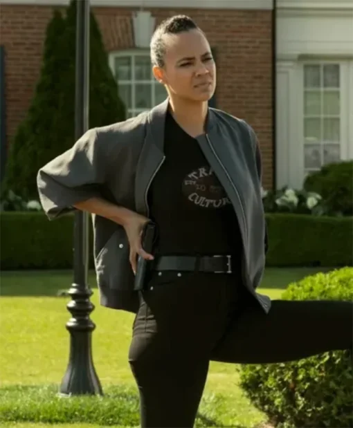 Reacher S03 Maria Sten Grey Bomber Jacket