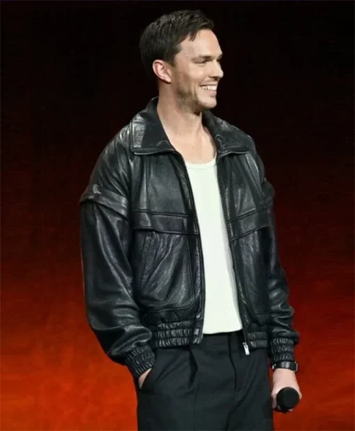 Superman 2025 Nicholas Hoult Black Leather Jacket