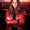 To Get Her 2025 Amber Stevens West Red Leather Jacket
