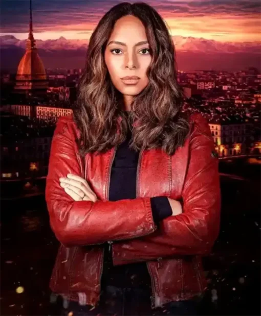 To Get Her 2025 Amber Stevens West Red Leather Jacket