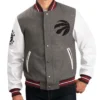 Toronto Raptors Grey And White Varsity Jacket
