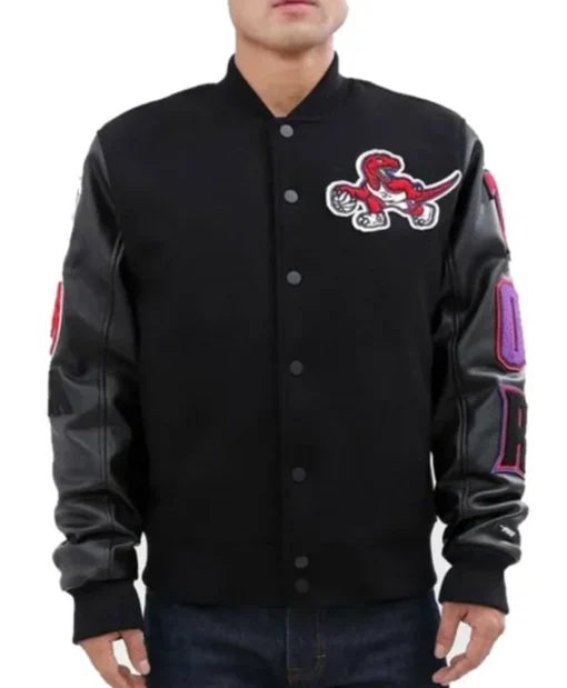 Toronto Raptors Patch Black Letterman Varsity Jacket