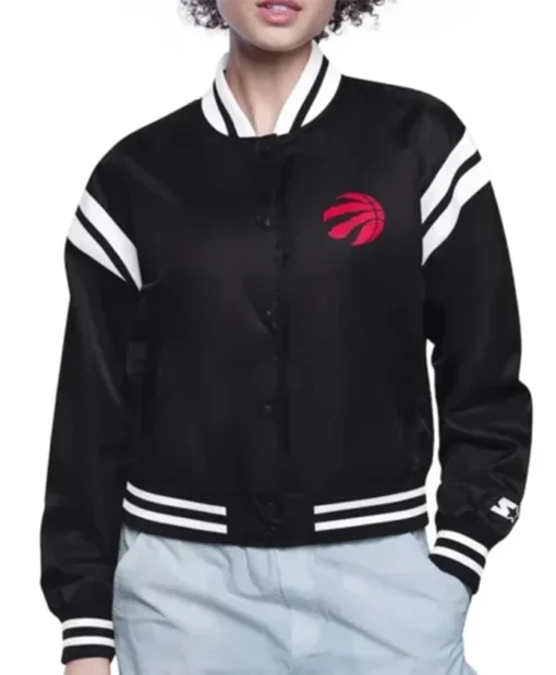 Toronto Raptors Printed Logo Black Varsity Jacket