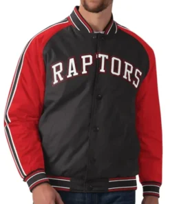 Toronto Raptors Red and Black Striped Varsity Jacket