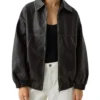 Vintage Black Oversized Leather Jacket