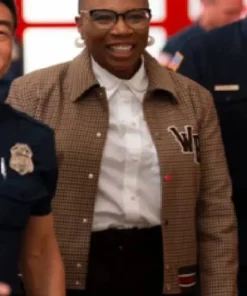 9-1-1 S08 Aisha Hinds Checked Varsity Jacket