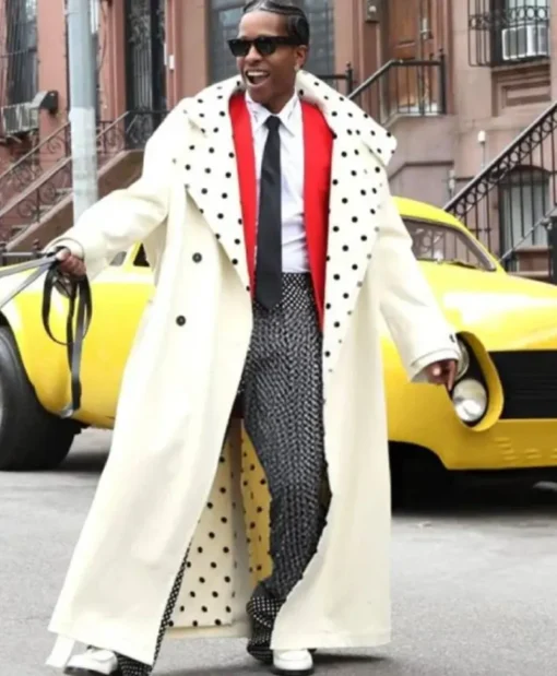 A$AP Rocky NYC 2025 White Trench Coat
