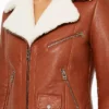 Aviator Chestnut Shearling Leather Jacket Women
