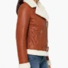 Aviator Chestnut Shearling Leather Jacket Womens