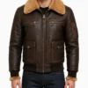 Aviator Shearling Leather Bomber Jacket For Men