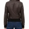 Bomber Brown Leather Jacket For Women