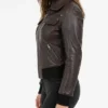 Bomber Brown Leather Jacket Women