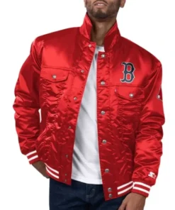 Boston Red Sox Red Silver Tab Trucker Varsity Jacket