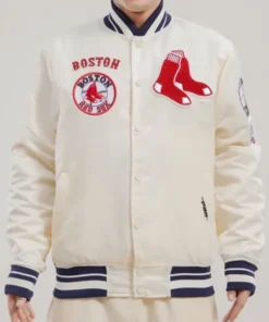 Boston Red Sox Retro Classic Rib OFF-White Varsity Jacket