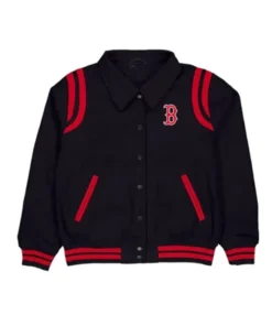 Boston Red Sox Sport Night Teddy Black Varsity Jacket