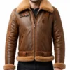 Brown B3 Shearling Leather Jacket For Mens