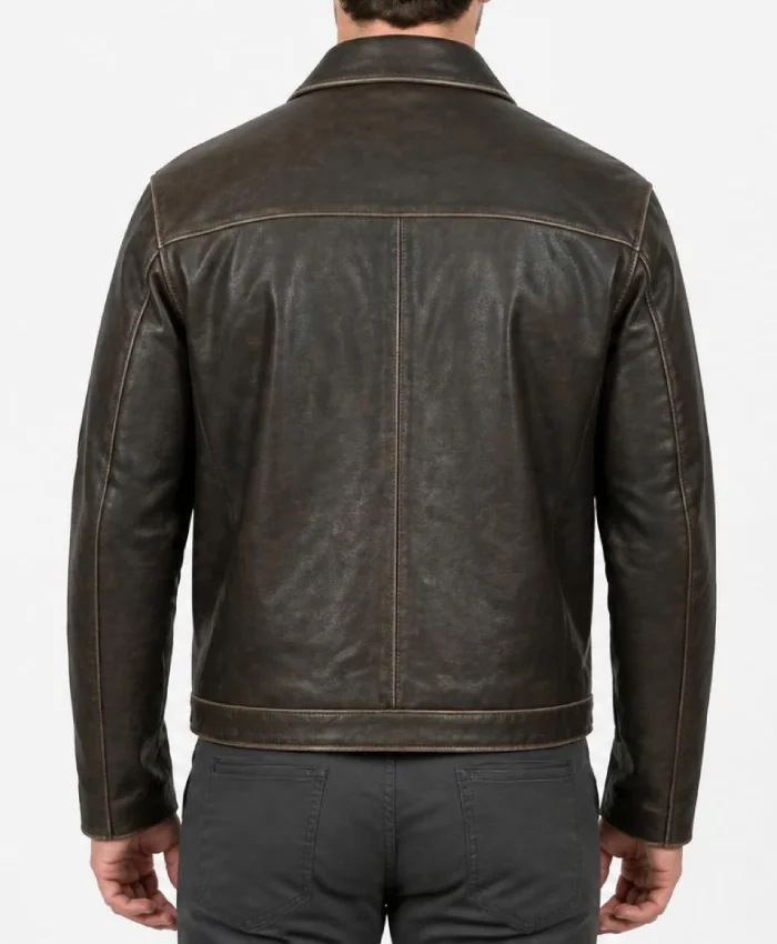 Brown Distressed Leather Jacket Mens