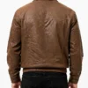 Brown Leather Bomber Jacket For Men