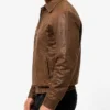Brown Leather Bomber Jacket Men