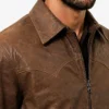 Brown Leather Bomber Jacket Mens
