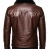 Brown Retro Aviator Brown Leather Fur Jacket For Men