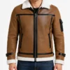 Brown Shearling Leather Jacket For Mens