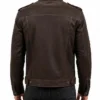 Brown Slim-Fit Moto Leather Jacket For Mens