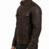 Brown Slim-Fit Moto Leather Jacket Men