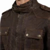 Brown Slim-Fit Moto Leather Jacket Mens