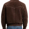 Brown Suede Leather Bomber Jacket For Men