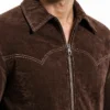 Brown Suede Leather Bomber Jacket Men