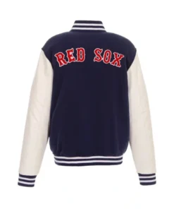 Buy Now Boston Red Sox Navy Blue And White Varsity Jacket For Men And Women