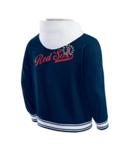 Buy Now Boston Red Sox Navy Blue Cotton Hooded Varsity Jacket For Men And Women
