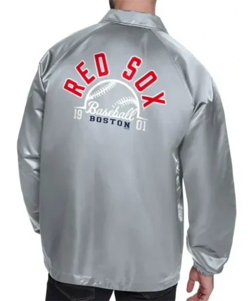 Buy Now Boston Red Sox Retro Logo Coaches Silver Jacket For Men And Women