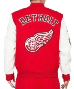 Buy Now Detroit Red Wings Animal Patches Red And White Varsity Jacket For Men And Women