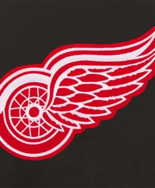 Buy Now Detroit Red Wings Front-Hit Black Poly Twill Varsity Jacket For Men And Women