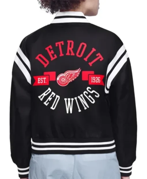 Buy Now Detroit Red Wings Printed Logo Black Varsity Jacket For Men And Women