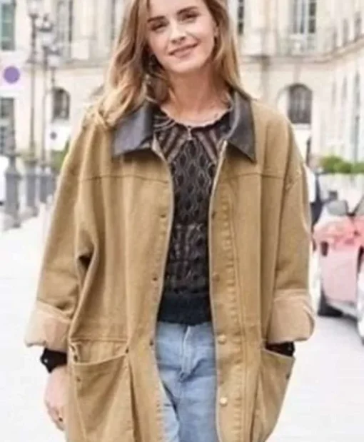 Buy Now Emma Watson In Paris 2025 Brown Cotton Jacket For Men And Women