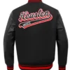 Buy Now Houston Rockets Script Tail Classic Rib Black Varsity Jacket For Unisex