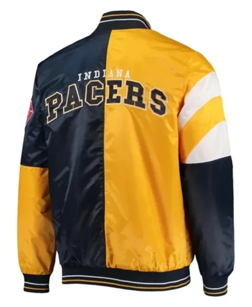 Buy Now Indiana Pacers 75th Anniversary Leader Color Block Varsity Jacket For Unisex