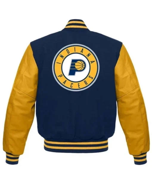 Buy Now Indiana Pacers Blue And Yellow Letterman Varsity Jacket For Men And Women