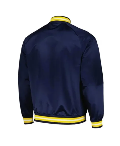 Buy Now Indiana Pacers Throwback Wordmark Navy Blue Varsity Jacket For Men And Women