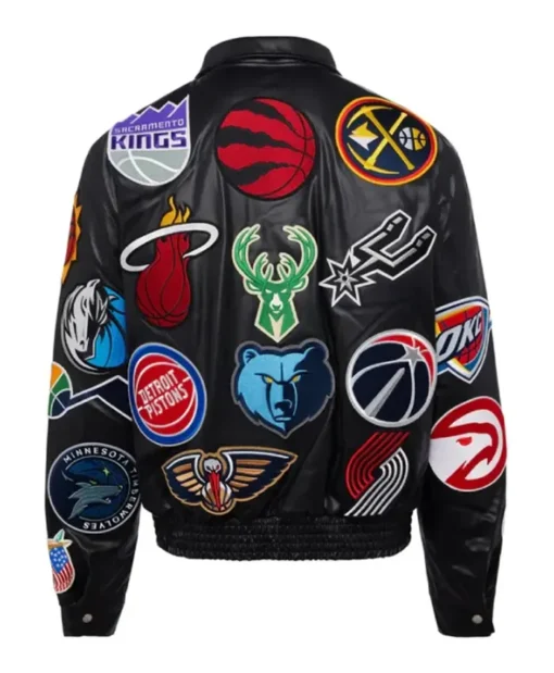 Buy Now Jeff Hamilton NBA Teams Collage Black Leather Jacket For Men And Women