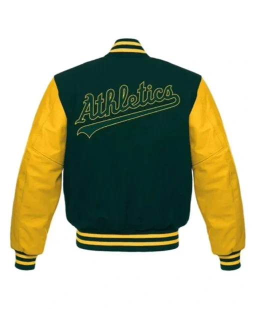 Buy Now MLB Oakland Athletics Green And Yellow Varsity Jacket For Men And Women