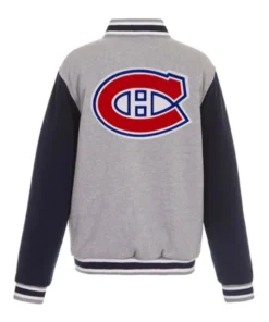 Buy Now Montreal Canadiens Grey And Black Varsity Jacket For Men And Women