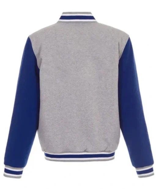 Buy Now NY Knicks Grey And Royal Varsity Jacket For Men And Women