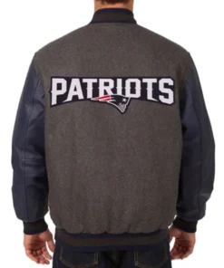 Buy Now New England Patriots American Team Charcoal And Blue Varsity Jacket For Unisex