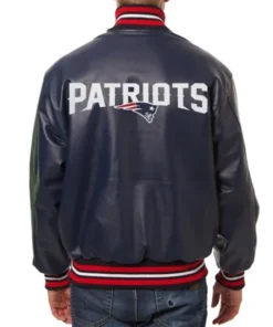 Buy Now New England Patriots Navy Blue Varsity Leather Jacket For Unisex